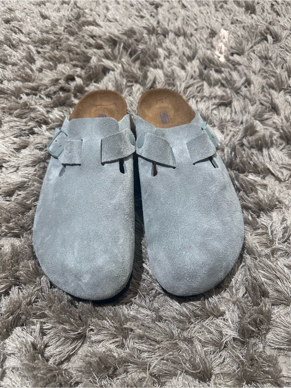 Birkenstock Boston Suede Slip-On Clogs in Light Gray